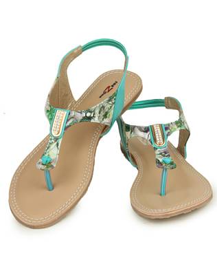 Beautiful Seagreen color synthetic material flats for womens 3