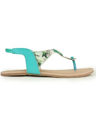 Beautiful Seagreen color synthetic material flats for womens 4