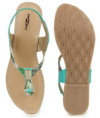 Beautiful Seagreen color synthetic material flats for womens 5