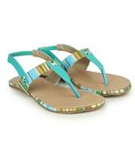 Beautiful Seagreen color synthetic material flats for womens