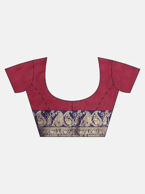 Magenta woven cotton silk saree with blouse 2