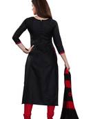 Black Embroidered Blended Cotton Salwar