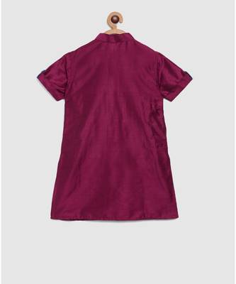 purple kurta with embroidered panel and contrast blue pajama 4
