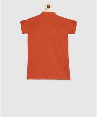 orange mangalgiri cotton kurta with embroidered panel and contrast beige pajama 4