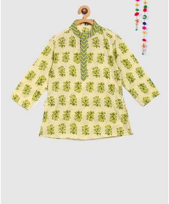 full sleeves printed kurta with stripe printed dhoti 3