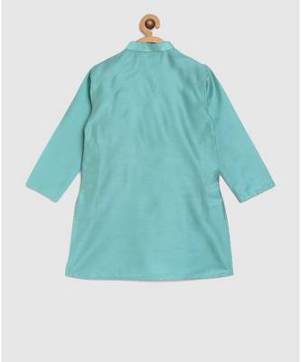 full sleeves kurta and pajama-blue, with brocade jacket 4