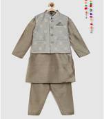 full sleeves kurta and pajama-grey , with brocade jacket
