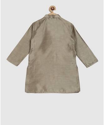 full sleeves kurta and pajama-grey , with brocade jacket 4