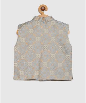 full sleeves kurta and pajama-grey , with brocade jacket 6
