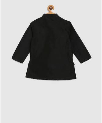 full sleeves kurta and pajama- black, with maroon tussar silk jacket with brooch 4