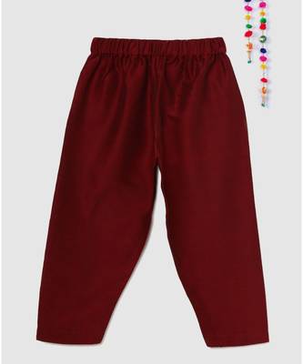full sleeves kurta and pajama- maroon, with black tussar silk jacket with brooch 7