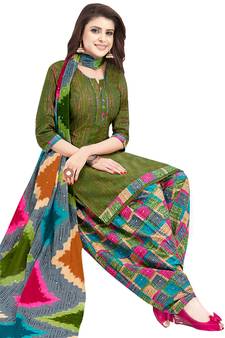 Green printed cotton salwar