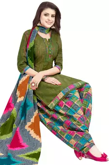 Green printed cotton salwar