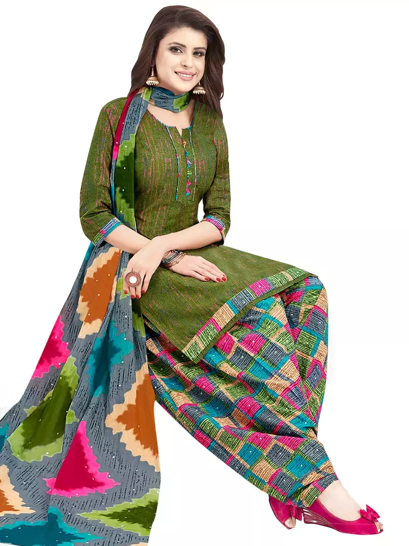 Green printed cotton salwar