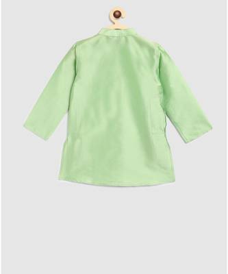 green kurta, green jodhpuri pajama with contrast grey bird print jacket 6