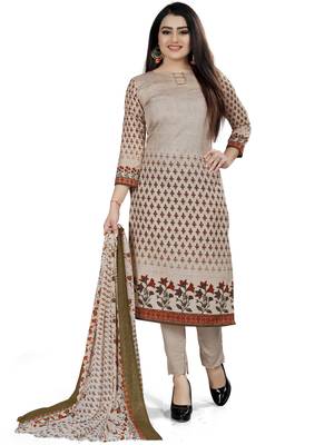 Beige Printed Cotton Salwar 1