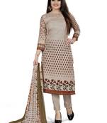 Beige Printed Cotton Salwar