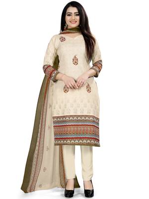 Cream Printed Cotton Salwar 1