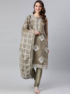Grey Embroidered Silk Blend Salwar 1