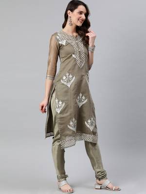Grey Embroidered Silk Blend Salwar 2