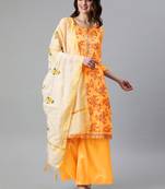 Yellow Printed Silk Blend Salwar