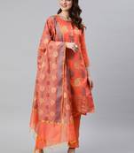 Peach Weaved Banarasi Silk Salwar