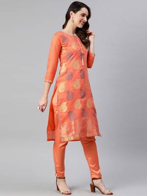 Peach Weaved Banarasi Silk Salwar 2