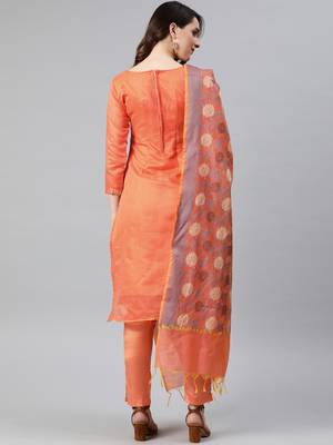 Peach Weaved Banarasi Silk Salwar 3