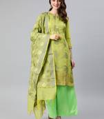 Parrot-Green Weaved Banarasi Silk Salwar