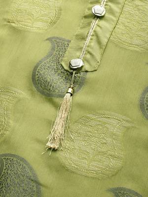 Parrot-Green Weaved Banarasi Silk Salwar 4