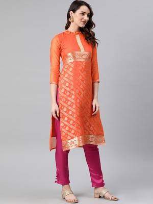 Orange Weaved Banarasi Silk Salwar 2