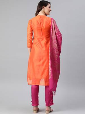 Orange Weaved Banarasi Silk Salwar 3