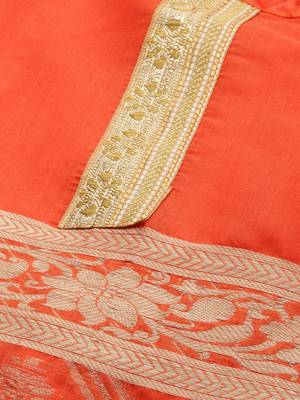 Orange Weaved Banarasi Silk Salwar 4
