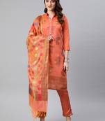Orange Weaved Banarasi Silk Salwar