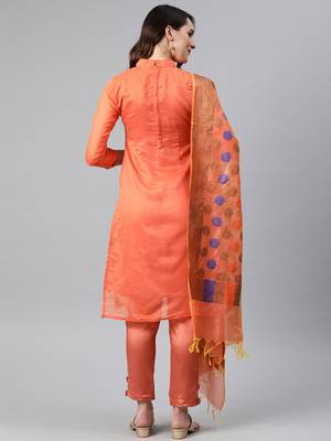Orange Weaved Banarasi Silk Salwar 3