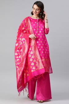 Magenta Weaved Banarasi Silk Salwar