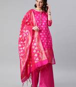 Magenta Weaved Banarasi Silk Salwar