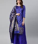 Royal-Blue Weaved Banarasi Silk Salwar