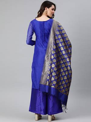 Royal-Blue Weaved Banarasi Silk Salwar 3