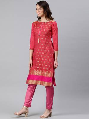 Pink Weaved Banarasi Silk Salwar 2