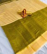 Yellow Plain Chanderi Silk Saree With Blouse