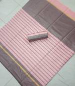 Light Baby Pink Plain Chanderi Silk Saree With Blouse