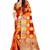 Women's Banarasi Silk  Orange Red Round Buuti Sari 