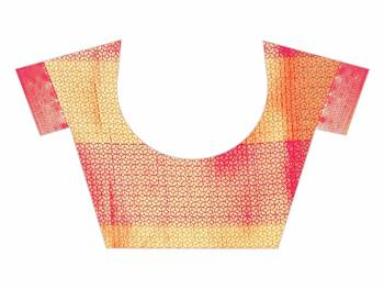 Women's Banarasi Silk Pink Yellow Round Buuti Sari  4