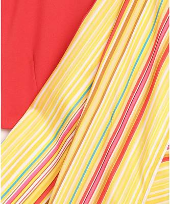 yellow pre stitched saree in 2 prints 5