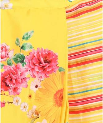 yellow pre stitched saree in 2 prints 6
