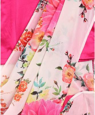 pink pre stitched saree in 2 prints 5