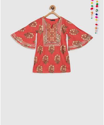 pink block printed kurta with sharara 3