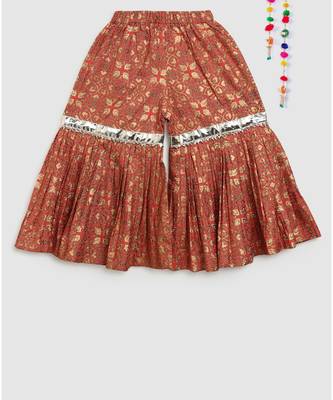 pink block printed kurta with sharara 5