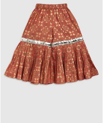 pink block printed kurta with sharara 6